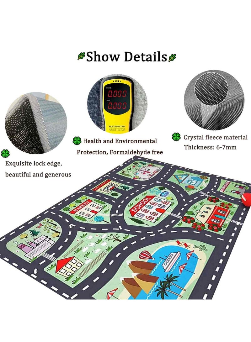 Aideli 120×160 cm Kids Car Play Rug – City Road Map Carpet with Rubber Backing, Non-Slip Throw Rug for Toddlers and Children, Fun Educational Mat for Playroom, Bedroom, Living Room - Image 3