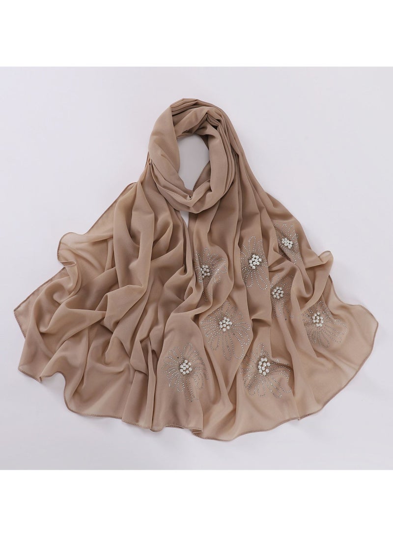 Nariele New Nail Bead Diamond Chiffon Headscarf