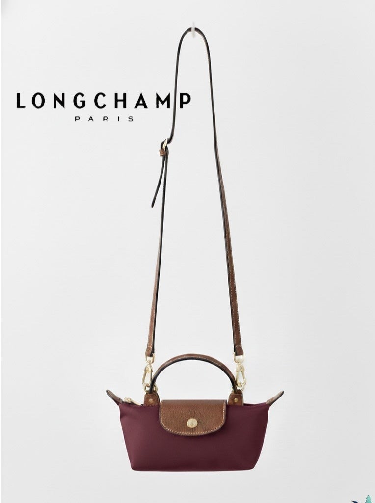 Longchamp French Longchamp Women's classic fashion versatile mini makeup bag handbag shoulder bag handheld small bag Mini Red Classic camera bag - Image 1