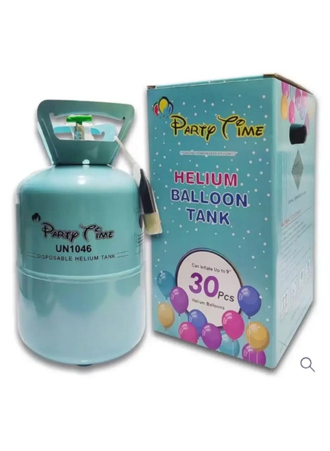 Party Time Disposable Helium Balloon Tank, Inflate up to 30pcs Balloon 9inch- 1.9kg