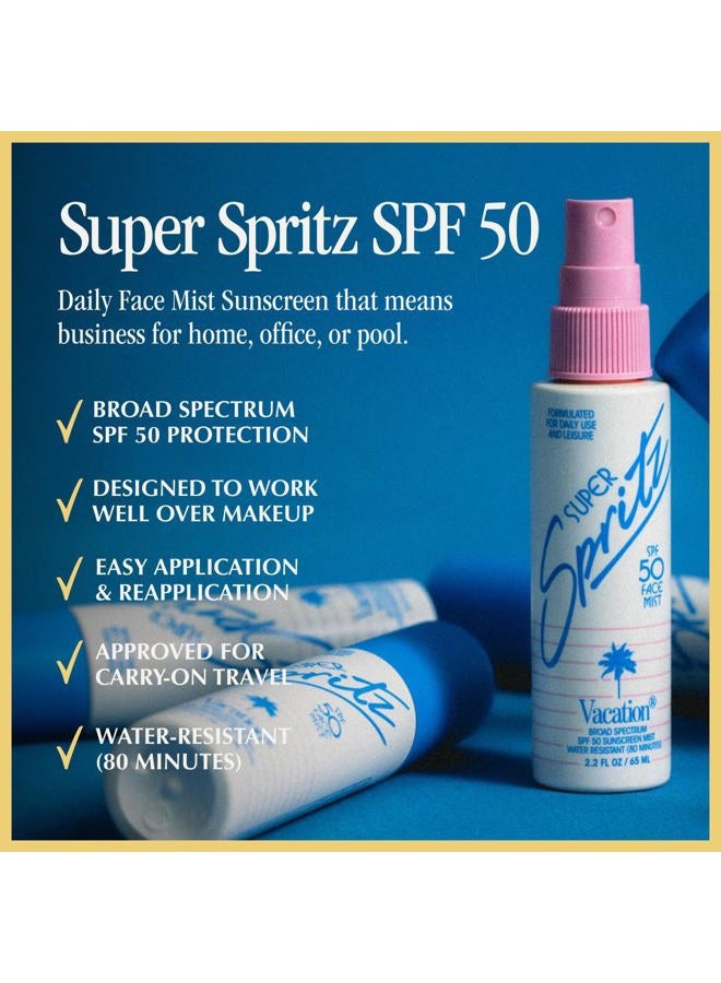 Vacation Super Spritz SPF 50 Sunscreen Face Mist 3-Pack, Daily Face Sunscreen Spray, SPF Face Spray, Sunscreen Spray for Face, Face Mist Sunscreen, 2.2 fl. Oz. (Pack of 3) - Image 2