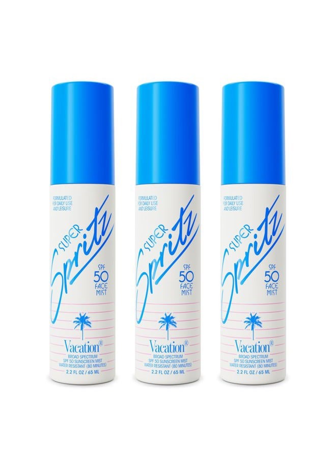 Vacation Super Spritz SPF 50 Sunscreen Face Mist 3-Pack, Daily Face Sunscreen Spray, SPF Face Spray, Sunscreen Spray for Face, Face Mist Sunscreen, 2.2 fl. Oz. (Pack of 3) - Image 1