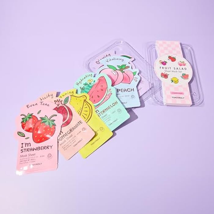 TONYMOLY Fruit Salad Sheet Mask Set – 6 Hydrating & Brightening Korean Face Masks with Vitamin C & Antioxidant Fruit Extracts for Radiant, Glowing, Nourished Skin – K-Beauty Self Care & Gift Set - Image 3