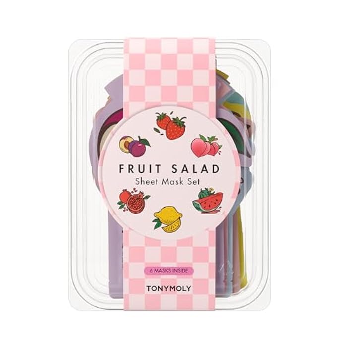 TONYMOLY Fruit Salad Sheet Mask Set – 6 Hydrating & Brightening Korean Face Masks with Vitamin C & Antioxidant Fruit Extracts for Radiant, Glowing, Nourished Skin – K-Beauty Self Care & Gift Set - Image 1