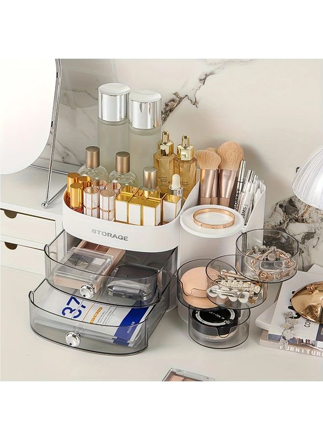 Beige Cosmetic Display Stand Makeup Storage Box Drawer Organizer Lipstick Holder - Image 2