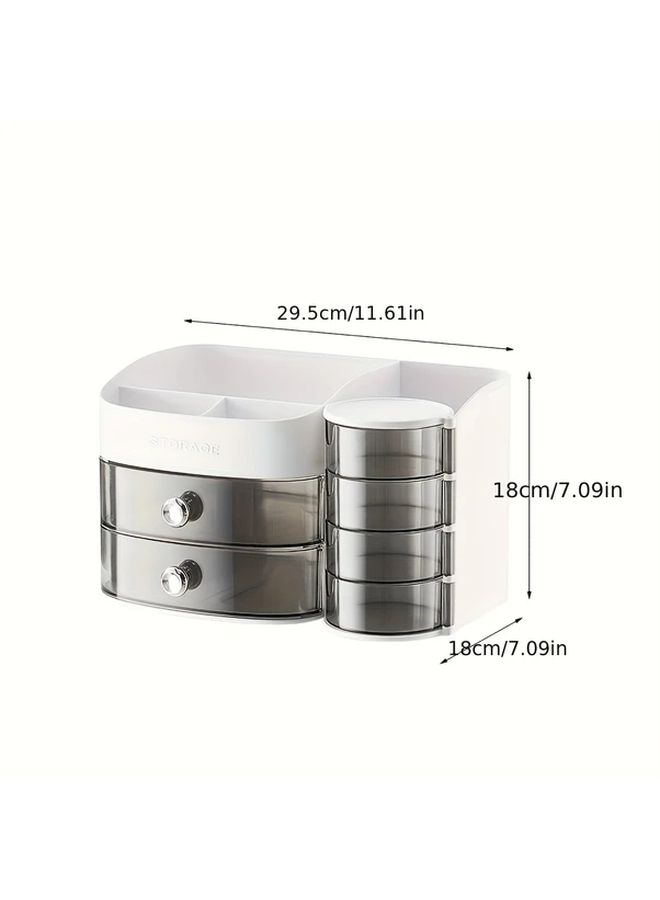 Beige Cosmetic Display Stand Makeup Storage Box Drawer Organizer Lipstick Holder - Image 3