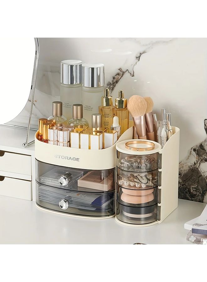 Beige Cosmetic Display Stand Makeup Storage Box Drawer Organizer Lipstick Holder - Image 4