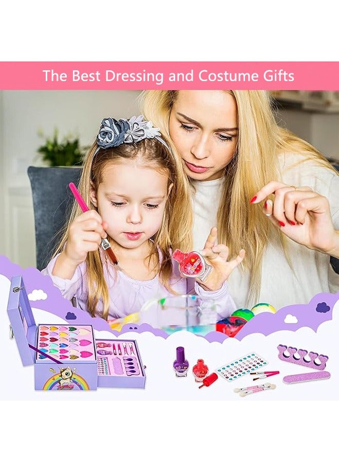 RollsTimi  Kids Makeup Kit for Girl,Kids Real Makeup Kit for Little Girls with Unicorn Box,Washable Makeup for Little Girls,Purple - Image 3