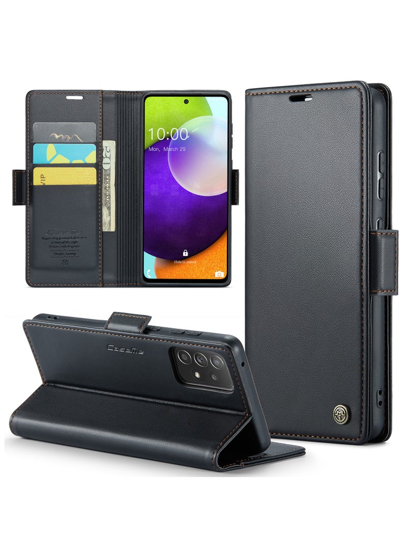 Samsung Galaxy A52 5G\/A52s 5G RFID Blocking Wallet Case with Card Holder and Magnetic Kickstand (black) - Image 1