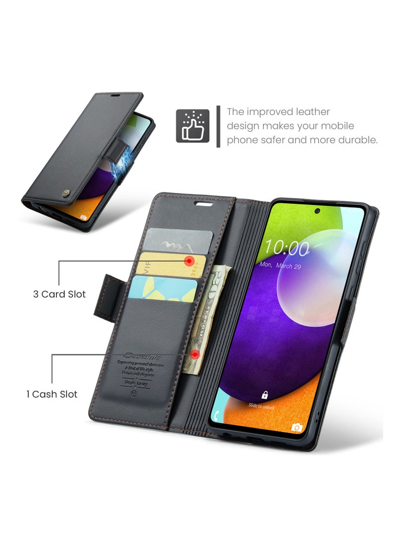 Samsung Galaxy A52 5G\/A52s 5G RFID Blocking Wallet Case with Card Holder and Magnetic Kickstand (black) - Image 2