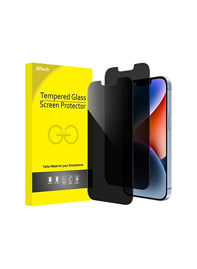 جي تيك واقي شاشة للخصوصية من JETech لهاتف iPhone 14 مقاس 6.1 بوصة، طبقة من الزجاج المقوى المضاد للتجسس، عبوتان - Image 1