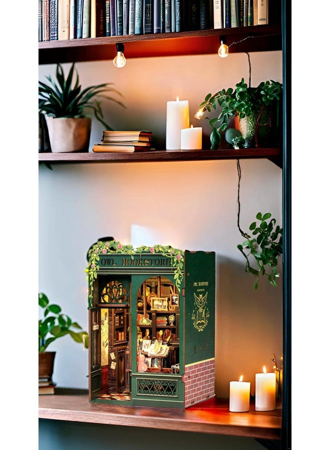 Fsolis Book Nook Kit, Diy Miniature House Kit For Adults Puzzle Booknooks Bookshelf Alley Decor Decorative Bookends Gifts Ideas For Women Teenagers Puzzle Lovers(Owl Bookstore) - Image 4