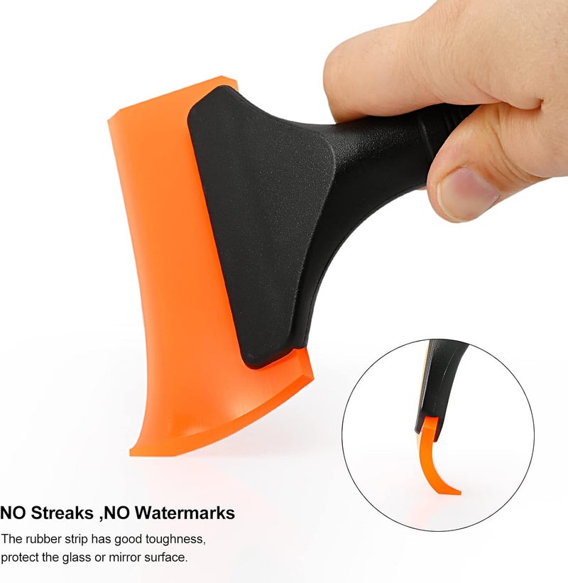 Ehdis Silicone Window Squeegee, Windscreen Squeegee, Car Shower Squeegee, Small for Car Window Cleaner, Bathroom, Kitchen, Cleaning Tool, 5 Inches, Orange - Image 4