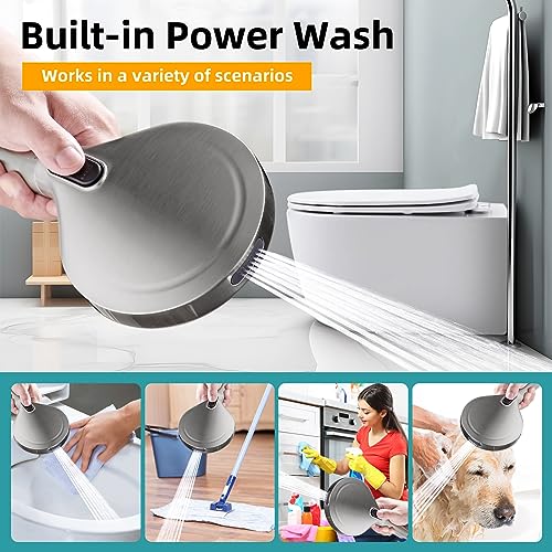Cobbe Handheld Shower Head with Filter, High Pressure 9 Spray Mode Showerhead Built-in Power Wash with Hose, Bracket and Water Softener for Hard Water Remove Chlorine, Brushed Nickel - Image 4