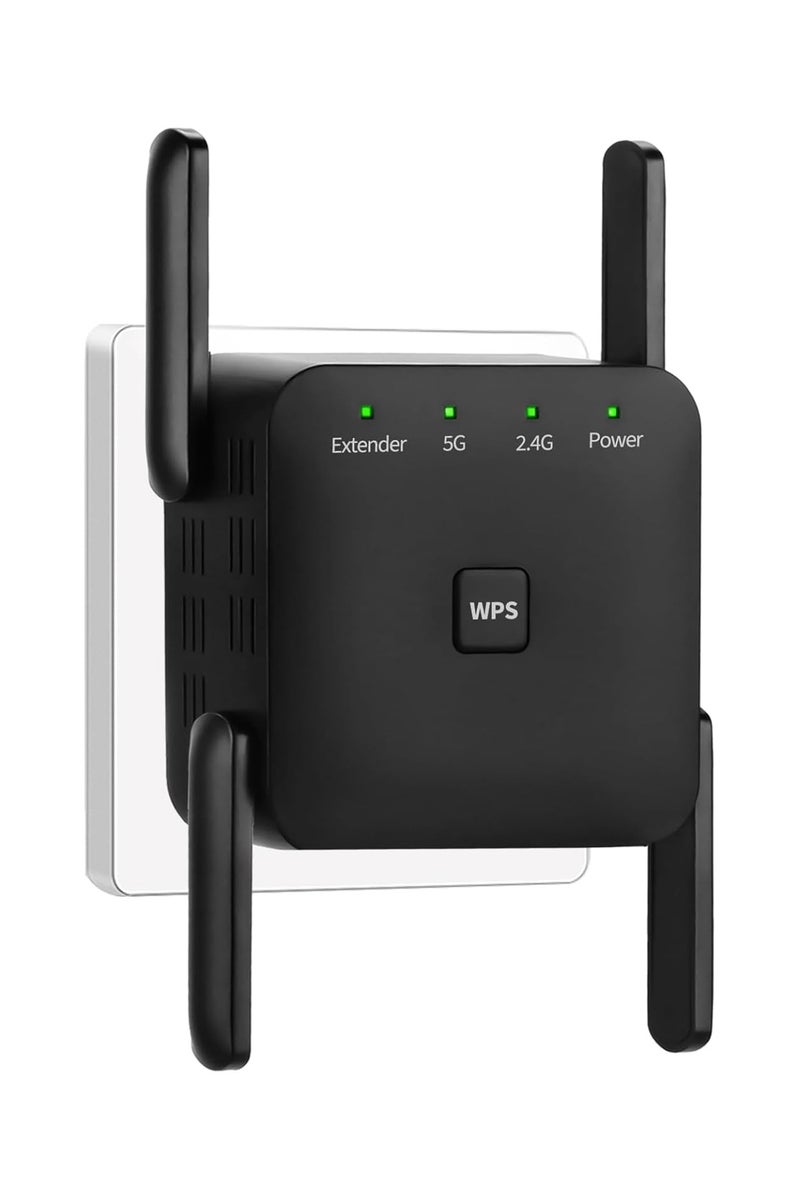 Starwell 1200Mbps WiFi Extender, 2025 Fastest WiFi Booster Dual Band (5GHz/2.4GHz) WiFi Extenders Signal Booster for Home, with 4 Antennas, WiFi Range Extender Covers Up to 7000 Sq, 1-Key Setup (Black) - Image 1