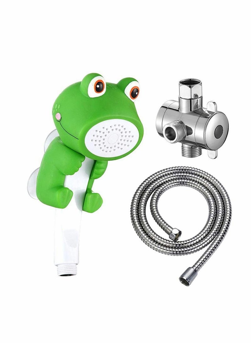 Y&D Children's Handheld Shower Head,Cartoon Water Flow Spray Head Baby Kids Toddler Bath Bathing Accessories (Showerhead+Bracket+Hose+Diverter)  - Image 1