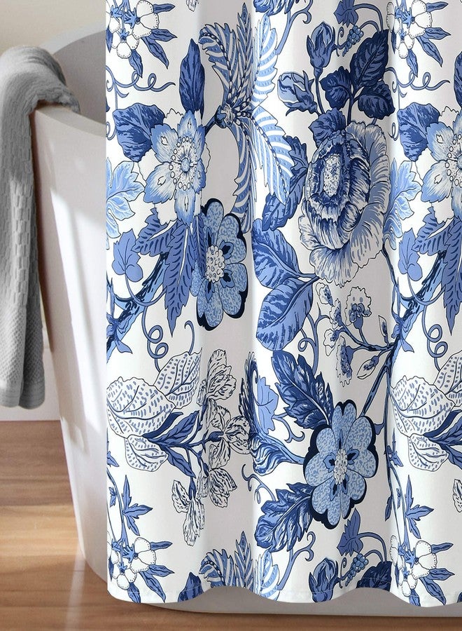 Lush Decor Sydney Floral Shower Curtain, 72" W x 72" L, Navy & White - Fabric Shower Curtains - Cottage Core Decor - Colorful Floral Print - Cute Bathroom Curtain - Image 4