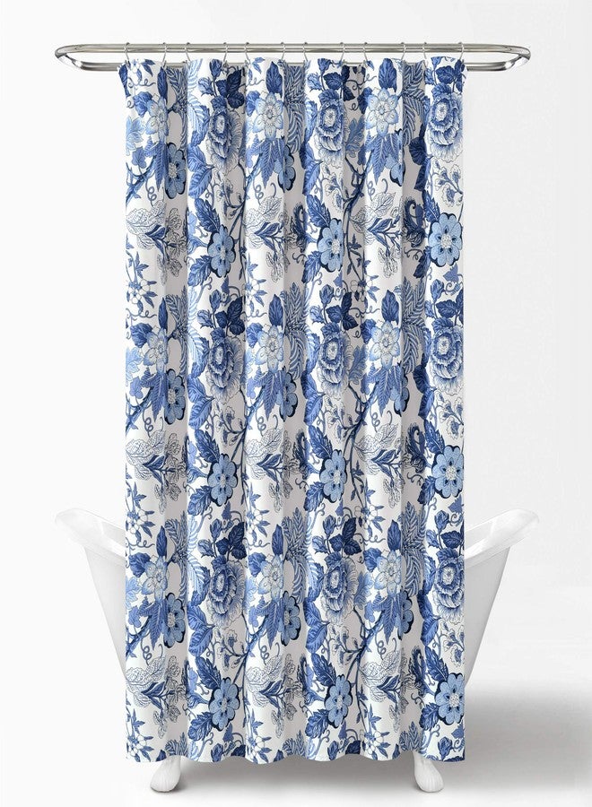 Lush Decor Sydney Floral Shower Curtain, 72" W x 72" L, Navy & White - Fabric Shower Curtains - Cottage Core Decor - Colorful Floral Print - Cute Bathroom Curtain - Image 5