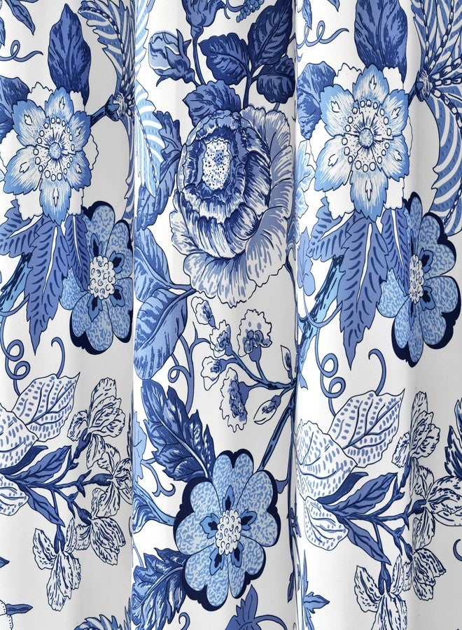 Lush Decor Sydney Floral Shower Curtain, 72" W x 72" L, Navy & White - Fabric Shower Curtains - Cottage Core Decor - Colorful Floral Print - Cute Bathroom Curtain - Image 3