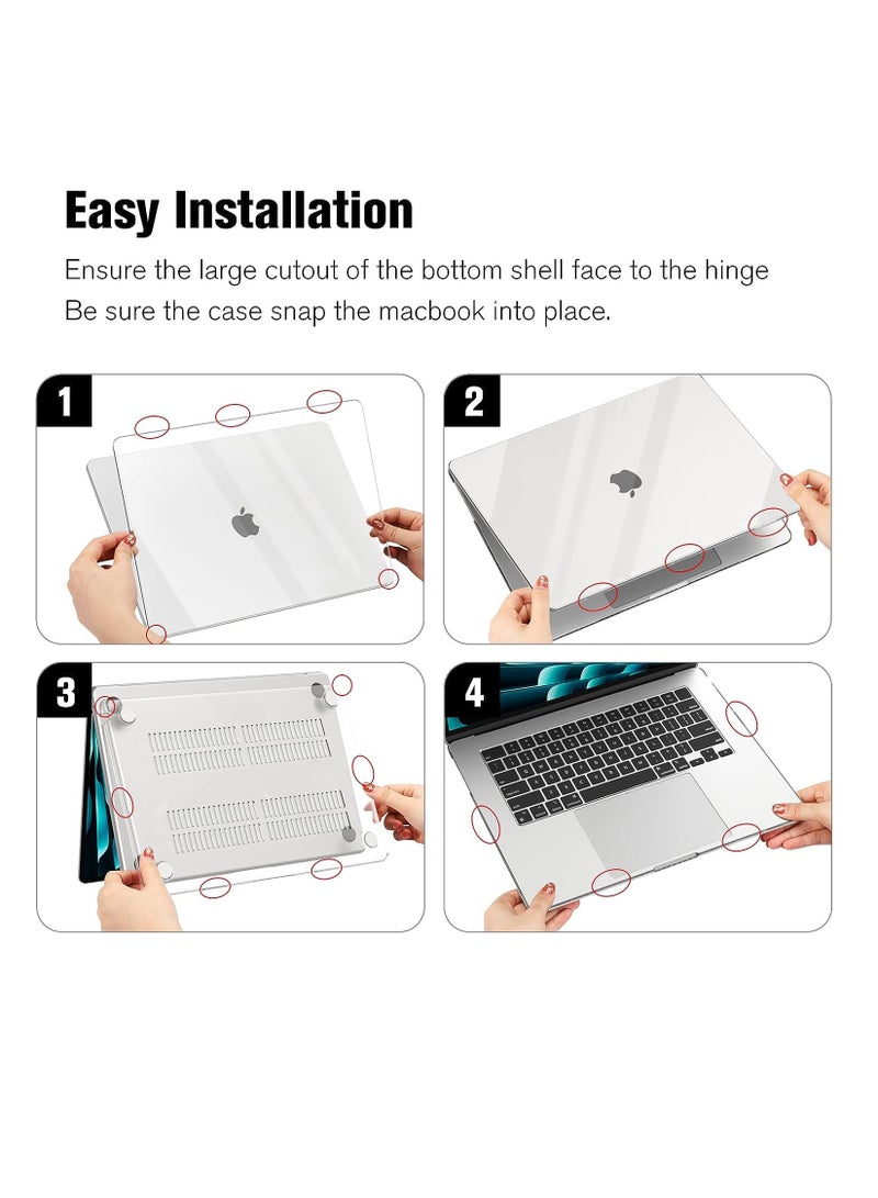 Rubberized Hard Case Compatible with MacBook Air 15 inch 2025 2024 2023 Release M4 A3241/M3 A3114/ M2 A2941 with Liquid Retina Display & Touch ID, Protective Plastic Hard Shell Case Cover, Frosted Clear  - Image 5