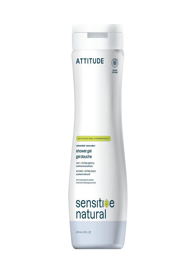 ATTITUDE Body Wash for Sensitive Skin with Oat, EWG Verified, Dermatologically Tested, Vegan, Extra Gentle, Unscented, 16 Fl Oz - Image 1