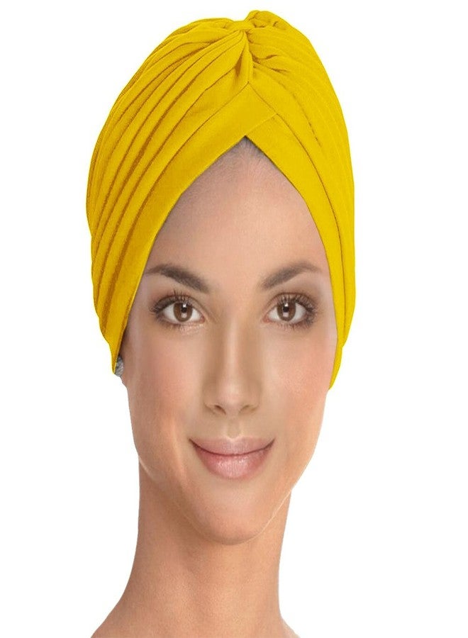 BISMAADH Unisex Readymade Polyester Pagri/Turban Style Cap (Yellow, Free Size) - Image 1