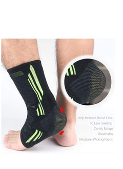 Generic Silicone Ankle Support Sleeve Copper Infused Ankle Brace Effective Relief for Chronic Ankle Tendonitis Plantar Fasciitis Achilles Tendon Pain Prevent Ankle Injuries 1Pair Large  - Image 2