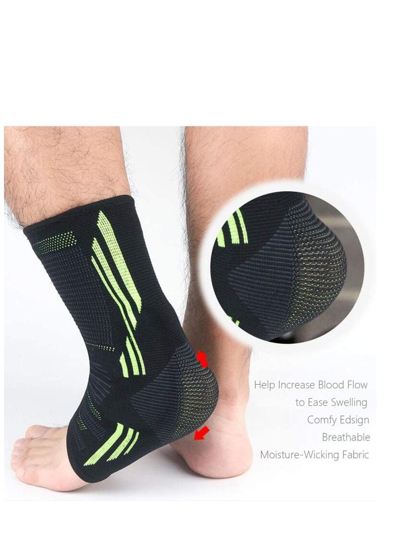 Generic - Silicone Ankle Support Sleeve Copper Infused Ankle Brace Effective Relief for Chronic Ankle Tendonitis Plantar Fasciitis Achilles Tendon Pain Prevent Ankle Injuries 1Pair Large - Image 1