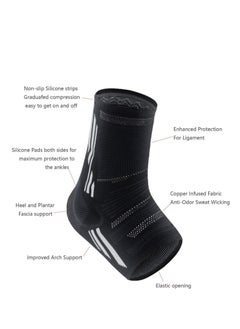 Generic Silicone Ankle Support Sleeve Copper Infused Ankle Brace Effective Relief for Chronic Ankle Tendonitis Plantar Fasciitis Achilles Tendon Pain Prevent Ankle Injuries 1Pair Large  - Image 5