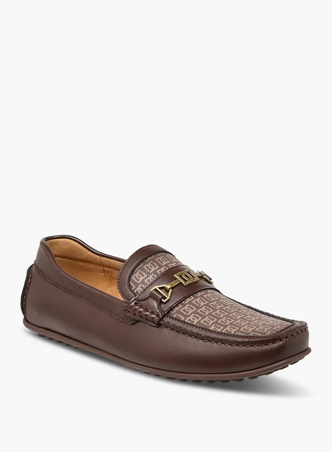 دوتشيني Men's Monogram Print Slip-On Loafers