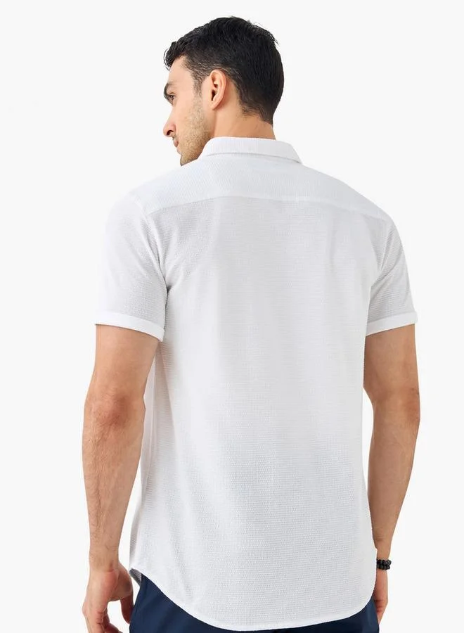 Iconic Iconic Textured Shirt with Short Sleeves and Button Closure