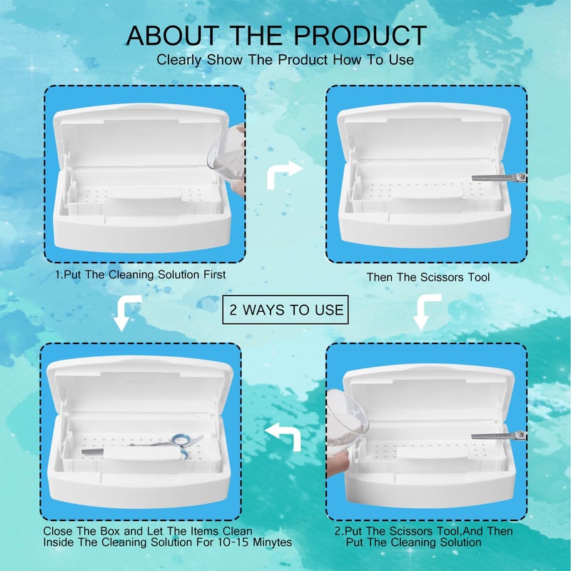 Aifeiter Plastic Sterilizing Tray,Tool sterilization box,Nail Tools Plastic Sterilizing Box Beauty Tool Sterilizing Tray Disin-fection Box,Tweezers,Hair Salon,Spa & Cutter Manicure Equipment-(White) - Image 5