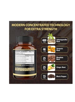 agobi 5-in-1 Premium Ashwagandha Capsules | With Added Turmeric, Rhodiola Rosea, Ginger, and Black Pepper | Supports Strength, Energy, and Immunity | 180 Capsules – 6-Month Supply  - Image 2