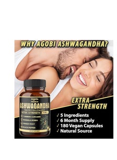 agobi 5-in-1 Premium Ashwagandha Capsules | With Added Turmeric, Rhodiola Rosea, Ginger, and Black Pepper | Supports Strength, Energy, and Immunity | 180 Capsules – 6-Month Supply  - Image 4