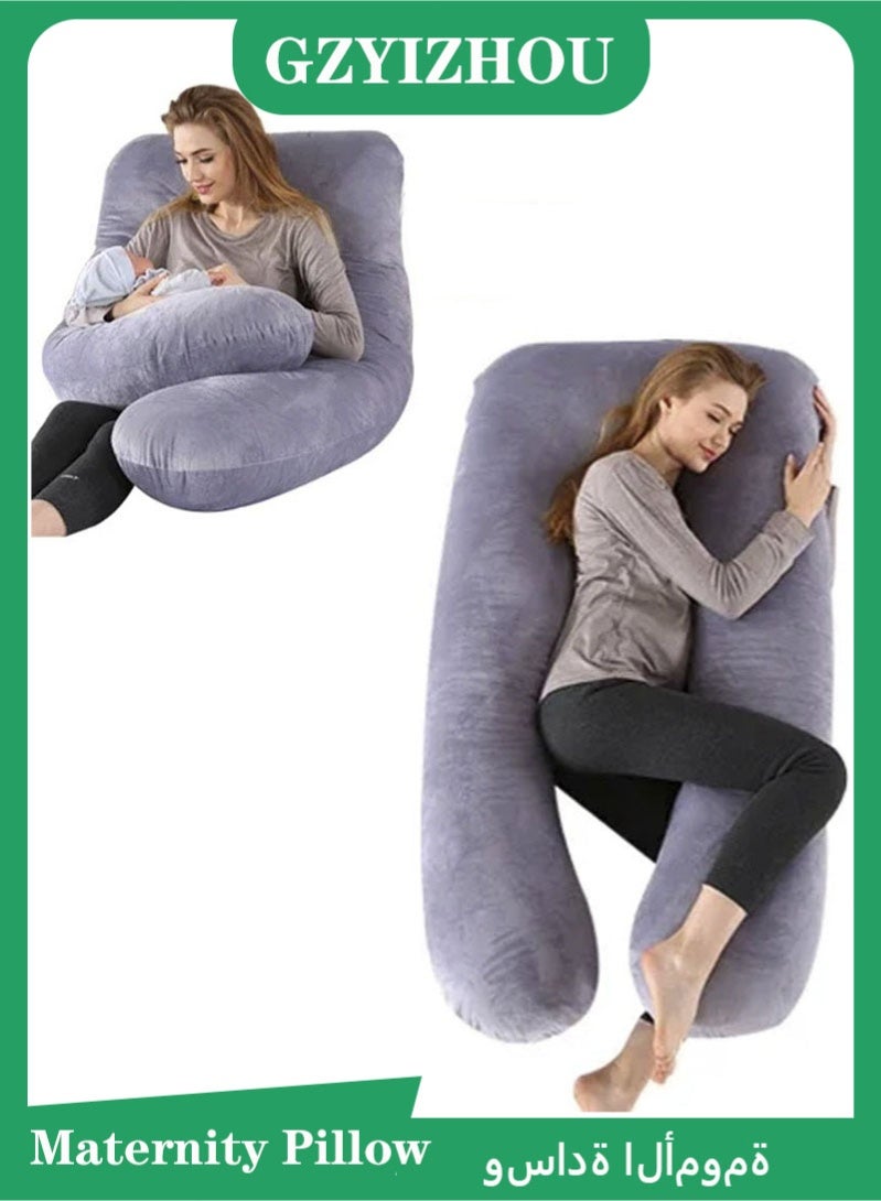 جايزهو الوسائد الأمومة للنوم ، يو على شكل كامل الجسم وسادة الحمل دعم للنساء الحوامل مع غطاء مخملي قابل للغسل قابل للإزالة - Image 1