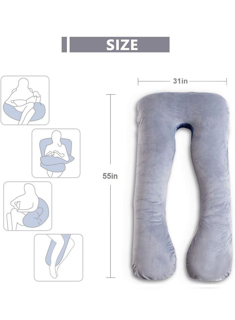 جايزهو الوسائد الأمومة للنوم ، يو على شكل كامل الجسم وسادة الحمل دعم للنساء الحوامل مع غطاء مخملي قابل للغسل قابل للإزالة - Image 2