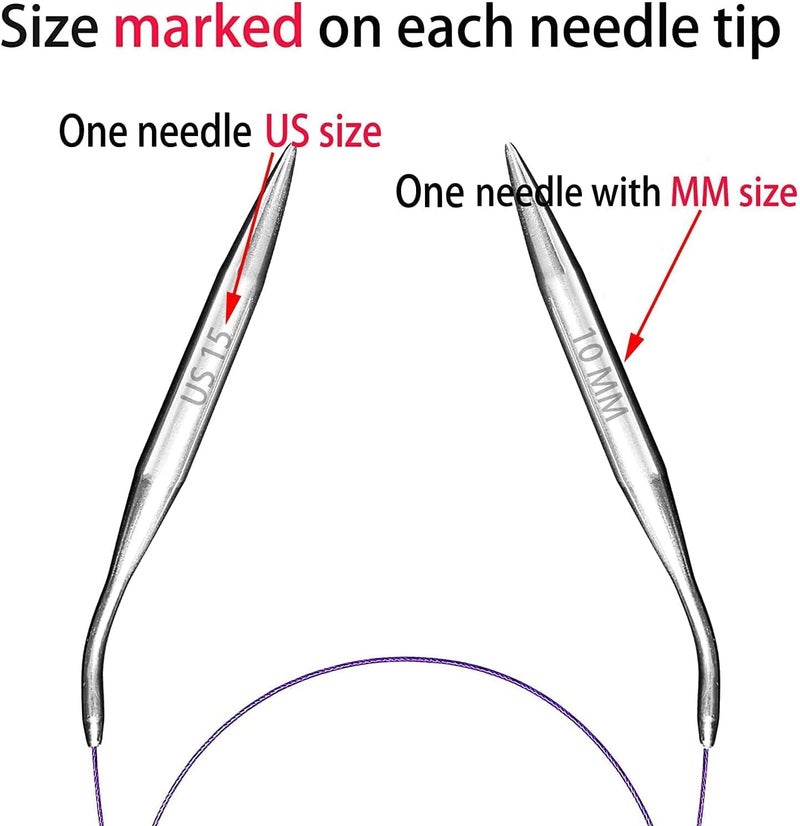 brievo Circular Knitting Needles 36 Inch Size 9 Round Metal Circle Blankets - Image 4