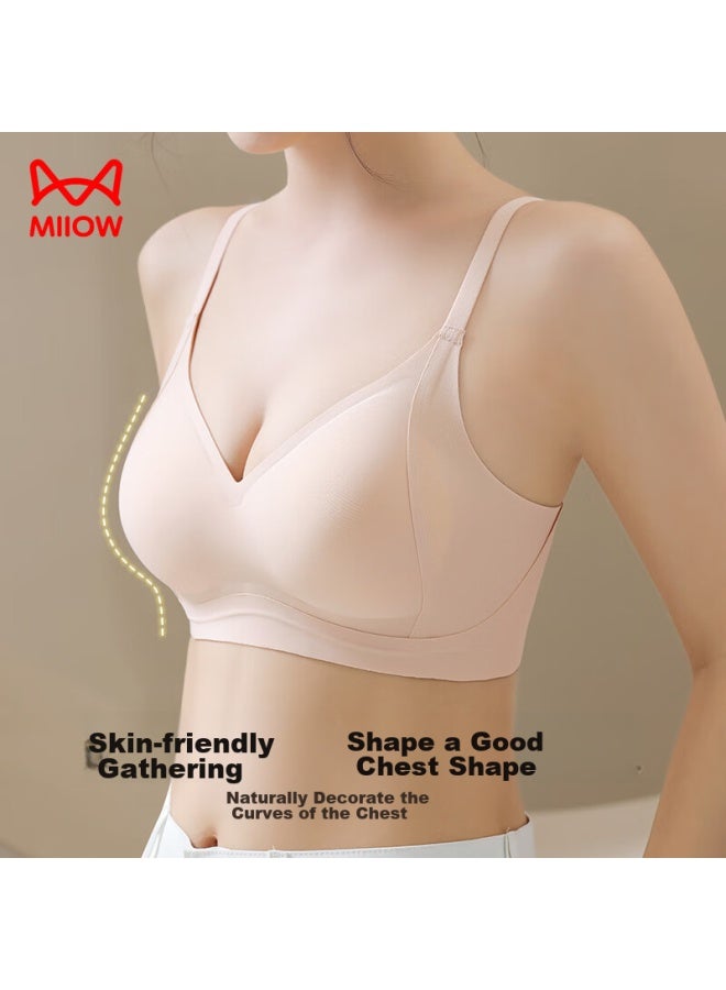 MIIOW Miiow Seamless Bra For Women, Push-up Bra For Small Breasts, Lift And Support, Anti-sagging, Wireless, Sexy, Push-up Brassiere, Nude Pink, Size M - Image 3