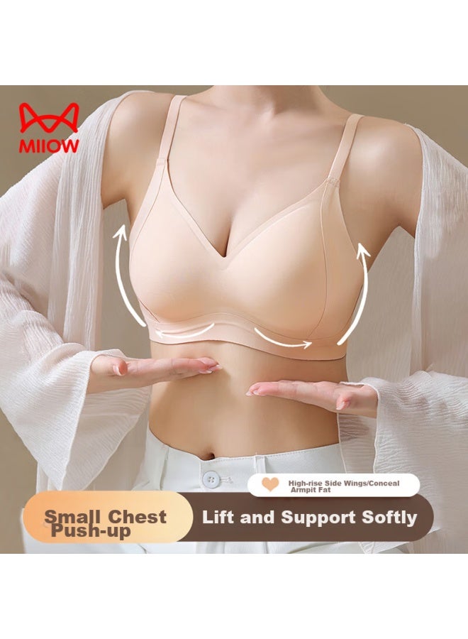 MIIOW Miiow Seamless Bra For Women, Push-up Bra For Small Breasts, Lift And Support, Anti-sagging, Wireless, Sexy, Push-up Brassiere, Nude Pink, Size M - Image 2