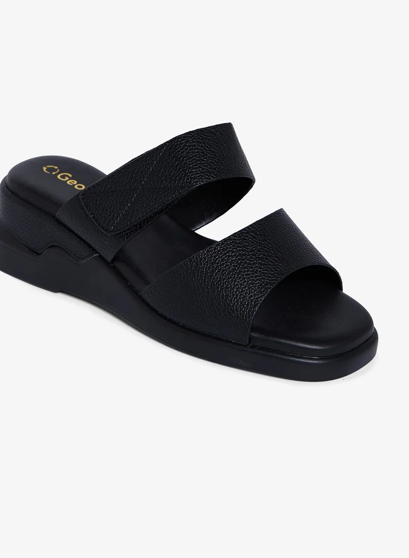 Geoomnii BLACK Geoomnii Comfort Slide Sandals for Women – Cushioned Slip-On Casual Sandals for Daily Wear, Home, Travel & Walking for Women | Best Price UAE