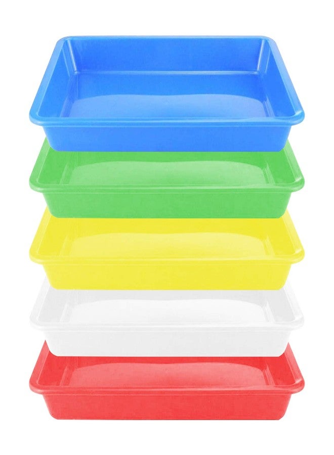 Coobbar Plastic Art Trays,5 Pieces Stackable Activity Crafts Organizer, Serving, Jewelry Tray for DIY Projects, Painting, Beads, Organizing Supply,5 Color (9.6 x 7.08 x 0.94 inch) - Image 1