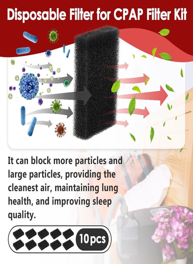 FixlyFido 10 Packs Disposable Filter for CPAP Filter Kit - Compatible with 3B Medical Luna G3 Series CPAP Machines - Replacement Filters for CPAP Machines - for Clean Air (Black) - Image 2