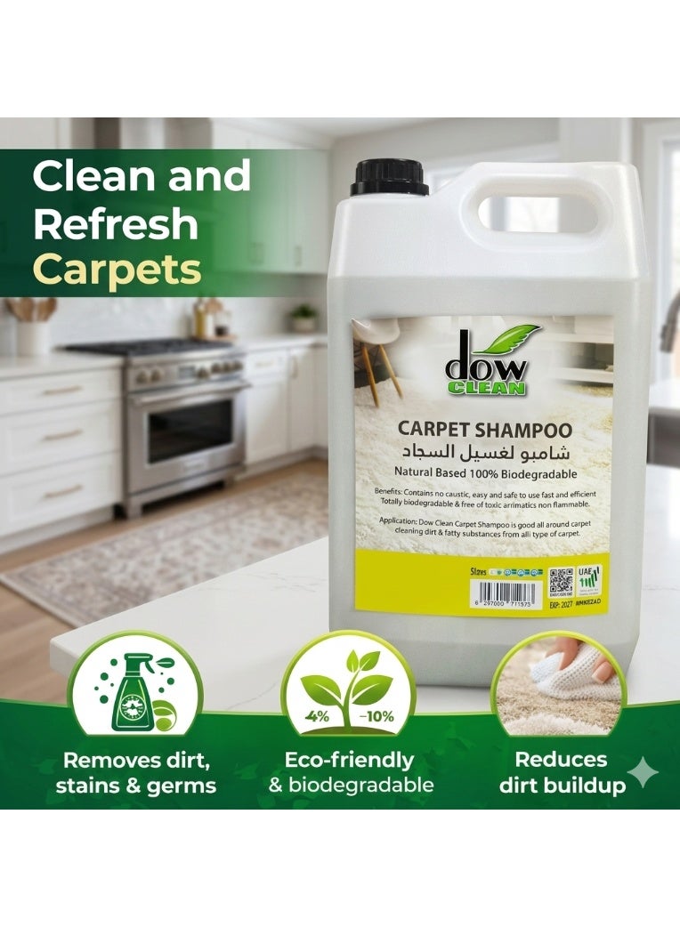 Dow Clean Carpet Shampoo 5L – Natural Based, 100% Biodegradable & Eco-Friendly Cleaner | Professional Strength Stain & Odor Remover for All Carpet Types, Area Rugs & Upholstery – Non-Toxic & Caustic-Free - Image 2