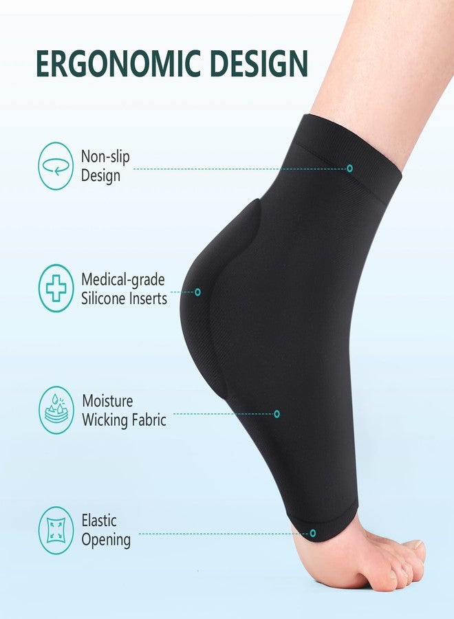 Promifun Achilles Tendon Heel Protector - Compression Padded Sleeve Socks Premium Gel Heel Socks for Haglunds Bump, Bursitis, Tendonitis & Tenderness - 1 Pair - L - Image 3