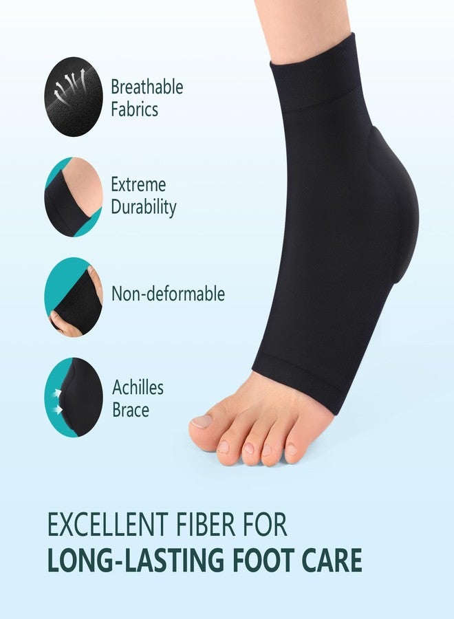 Promifun Achilles Tendon Heel Protector - Compression Padded Sleeve Socks Premium Gel Heel Socks for Haglunds Bump, Bursitis, Tendonitis & Tenderness - 1 Pair - L - Image 2