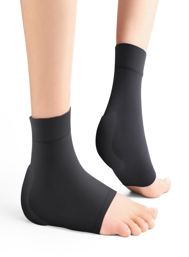 Promifun Achilles Tendon Heel Protector - Compression Padded Sleeve Socks Premium Gel Heel Socks for Haglunds Bump, Bursitis, Tendonitis & Tenderness - 1 Pair - L - Image 1