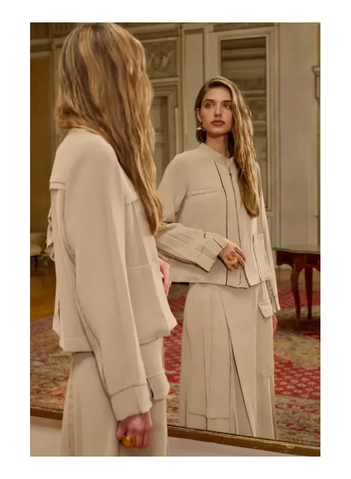 MissWhence AE Jacket-Skirt Set - Beige