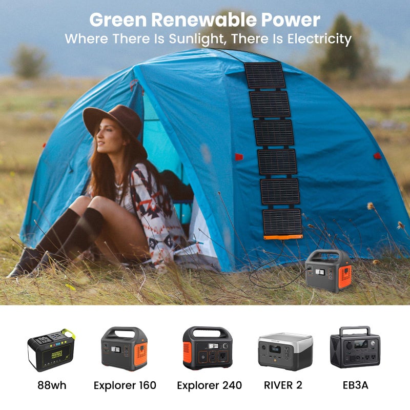 FlexSolar 2PCS 60W Portable Solar Panels Chargers with PD3.0 USB-C,QC3.0 USB-A and DC Outputs Foldable IP67 Waterproof Power Emergency Camping for Small Power Station Generator,Phones, Power Banks - Image 4