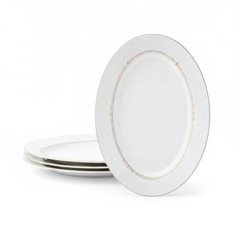 Shallow ISLA New Bone China Oval Platter 36 cm – Large White Serving Platter for Hosting & Festive Dining, Elegant Tableware for Daily Use, Brunch, Ramadan, Eid, Diwali & Gifting (Set of 4) - Image 1