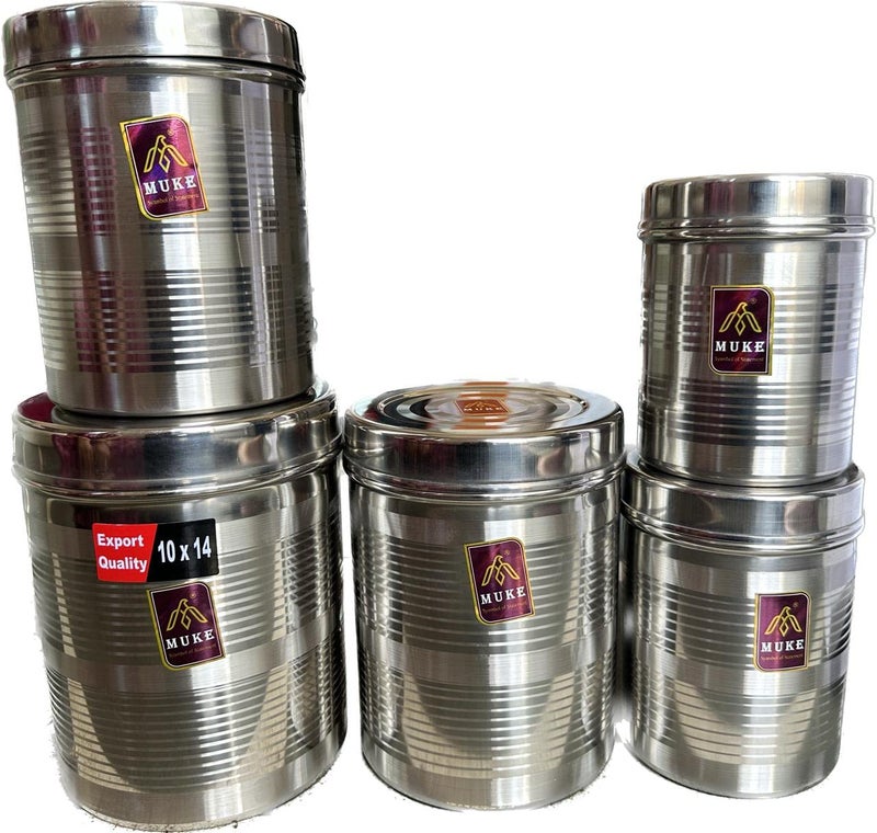 MUKE Stainless Steel kitchen Containers set 5PCS Dabba set 500ml to 2kg For storage Long Lasting Use - Image 1